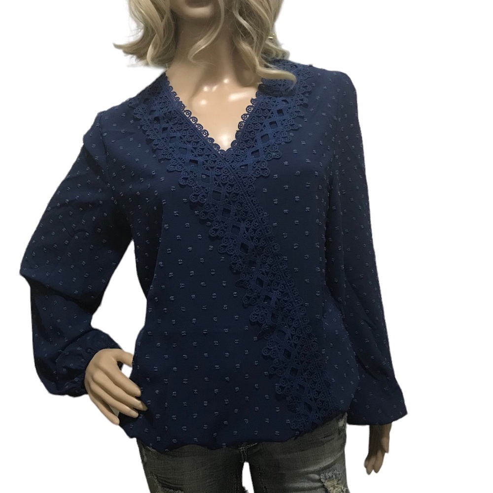 Textured Blue Blouse - Picture 1 of 8